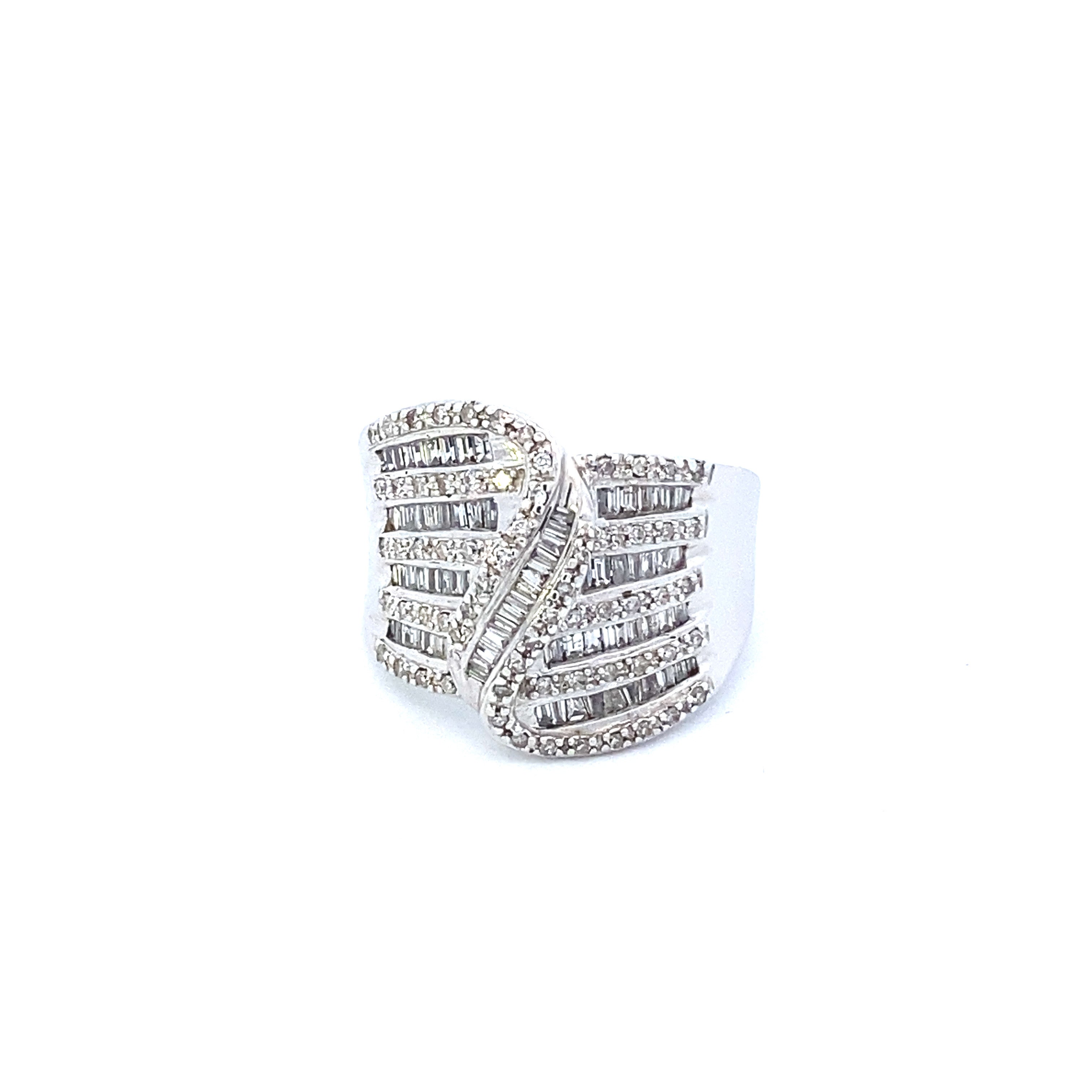 Multi Row Ring with 2 Carat Diamonds in 14kt White Gold