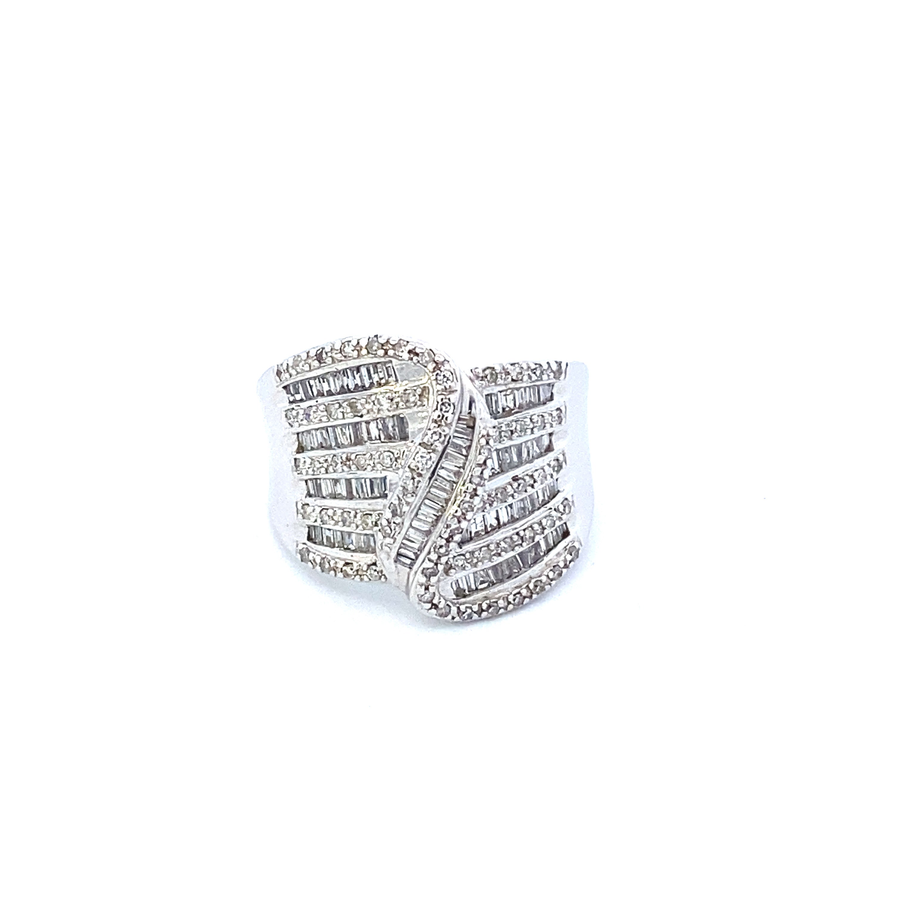 Multi Row Ring with 2 Carat Diamonds in 14kt White Gold