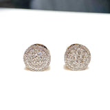 Halo Round Diamond Stud Screw Back Earring 10K Gold 1ct