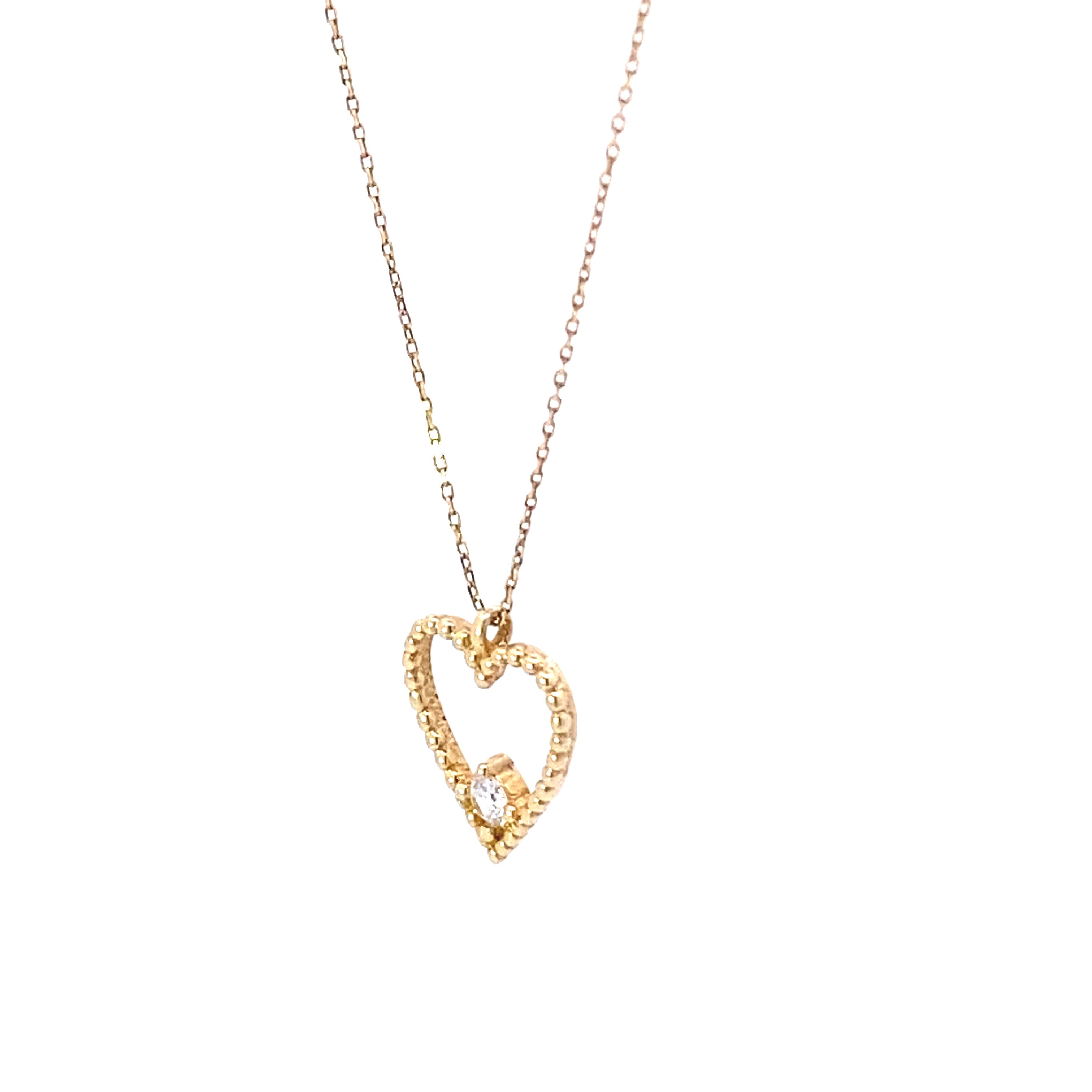 Heart Bead Necklace 14K Gold