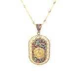 Multi Color Medusa Necklace 10K Gold