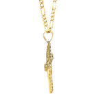 Cross White & Black CZ Pendant 10K Gold