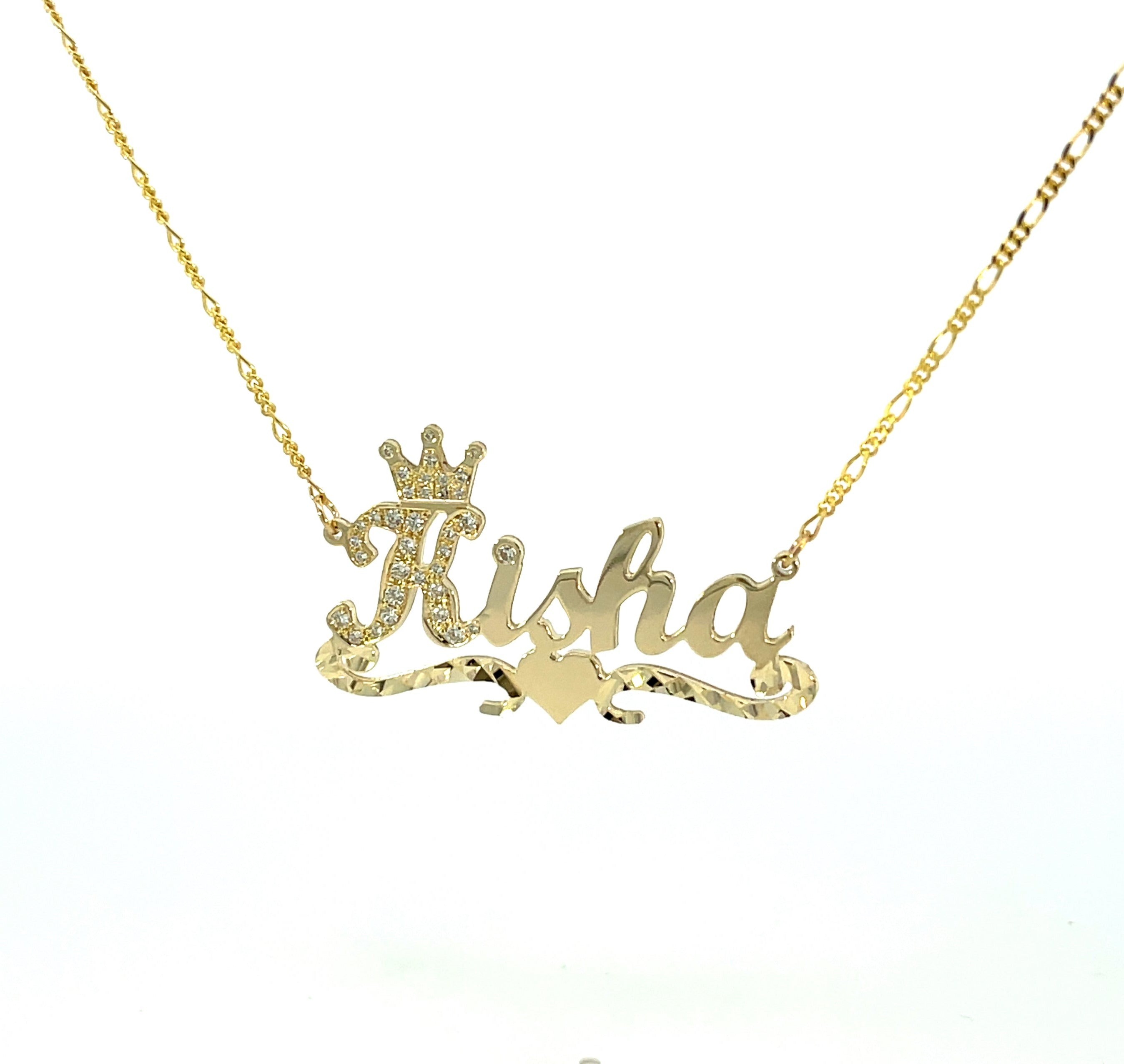 Crown Name Necklace Solid Gold