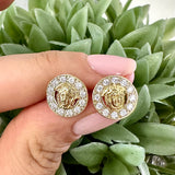 Halo Medusa Earrings 10K Gold