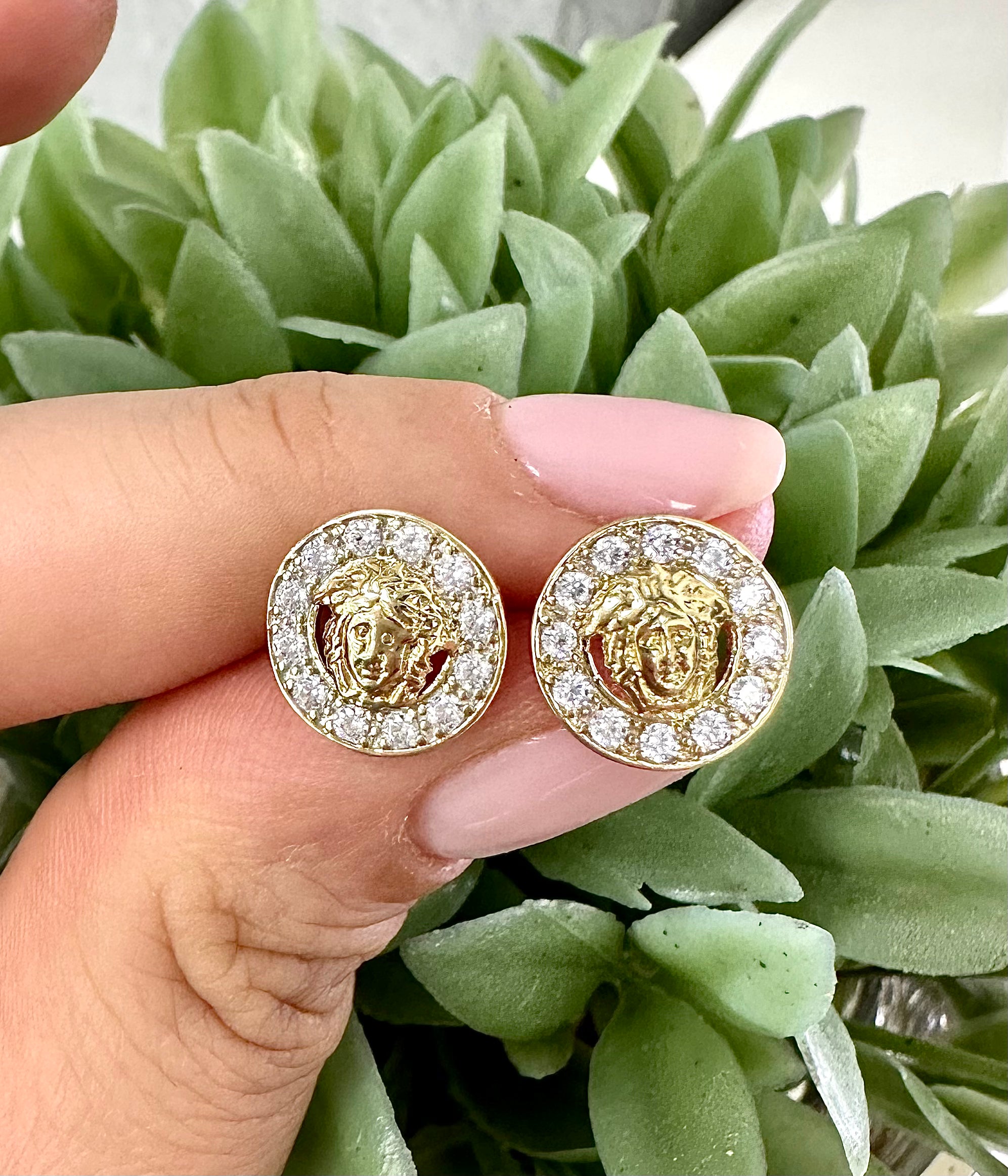 Halo Medusa Earrings 10K Gold