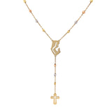 Virgin Mary Cross 18K Gold Rosary