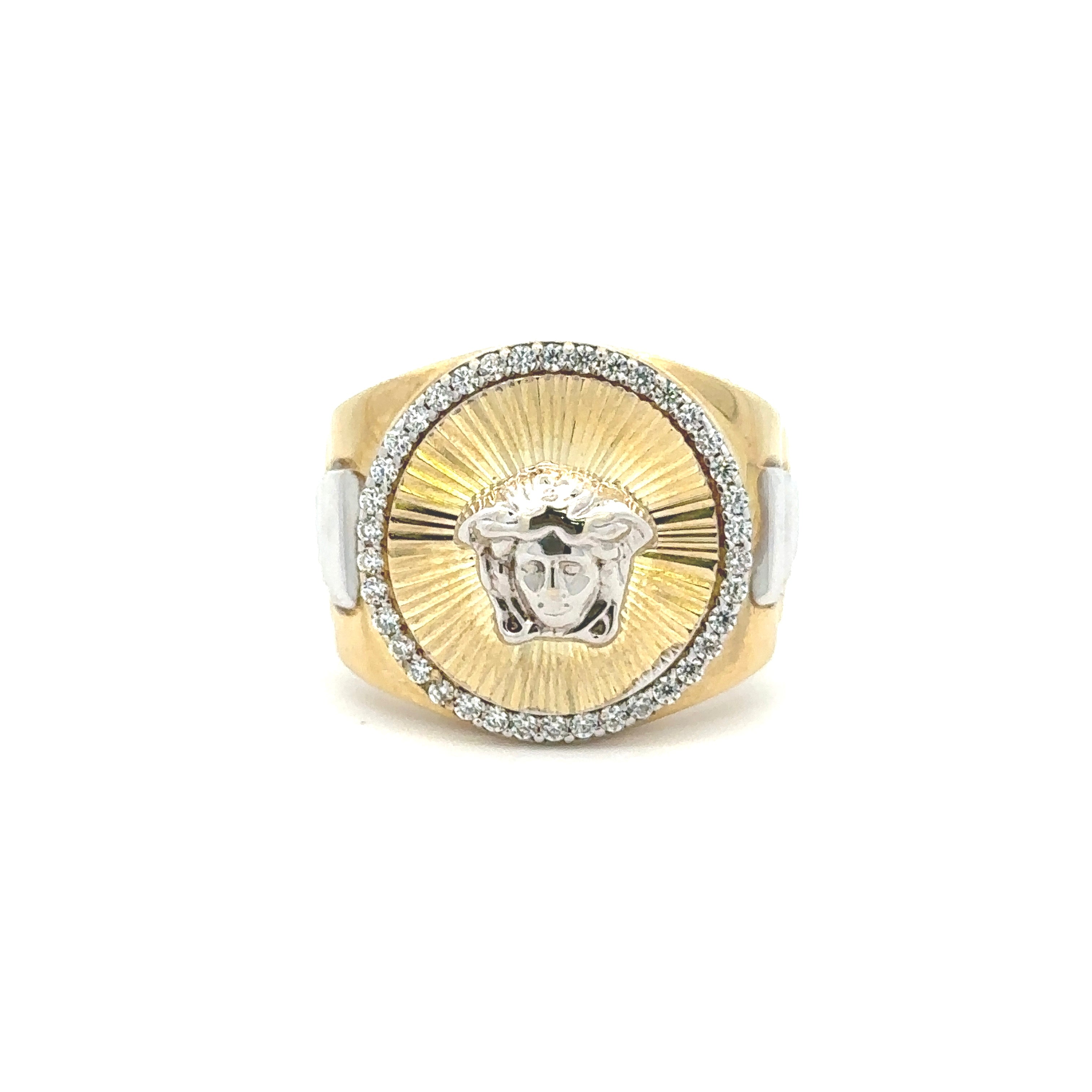 Diamond Cut Medusa Ring 10K Gold