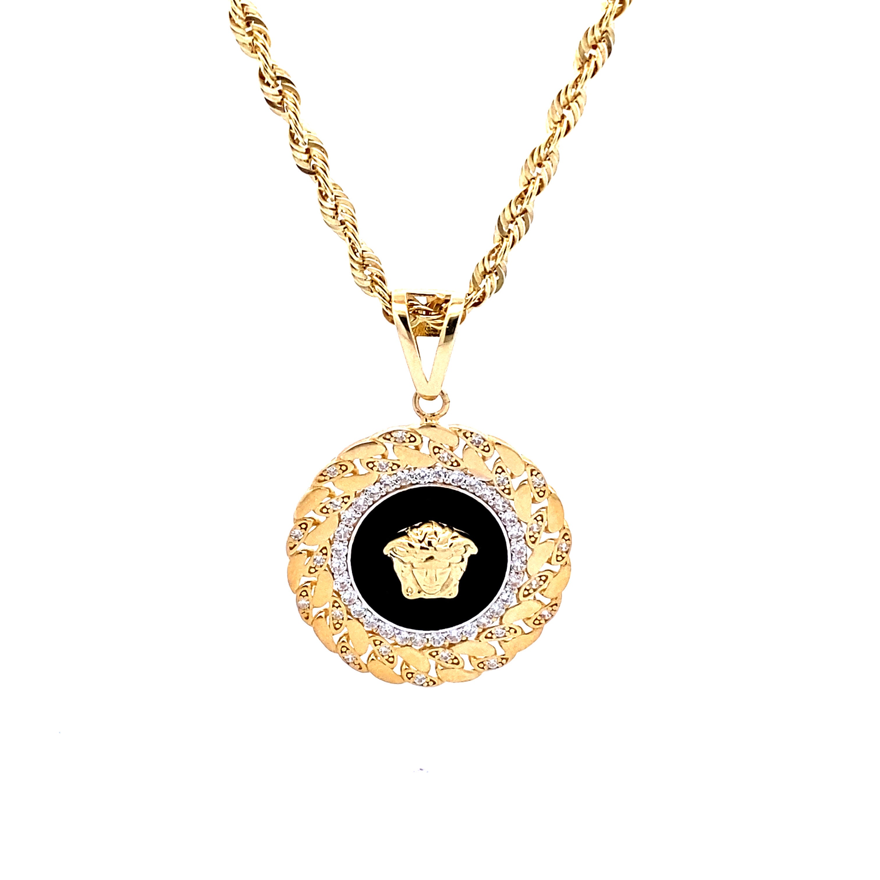 Black Medusa Pendant 10K Gold 26x26mm Be Jolie