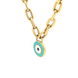 Paperclip Evil Eye Necklace 18K Gold