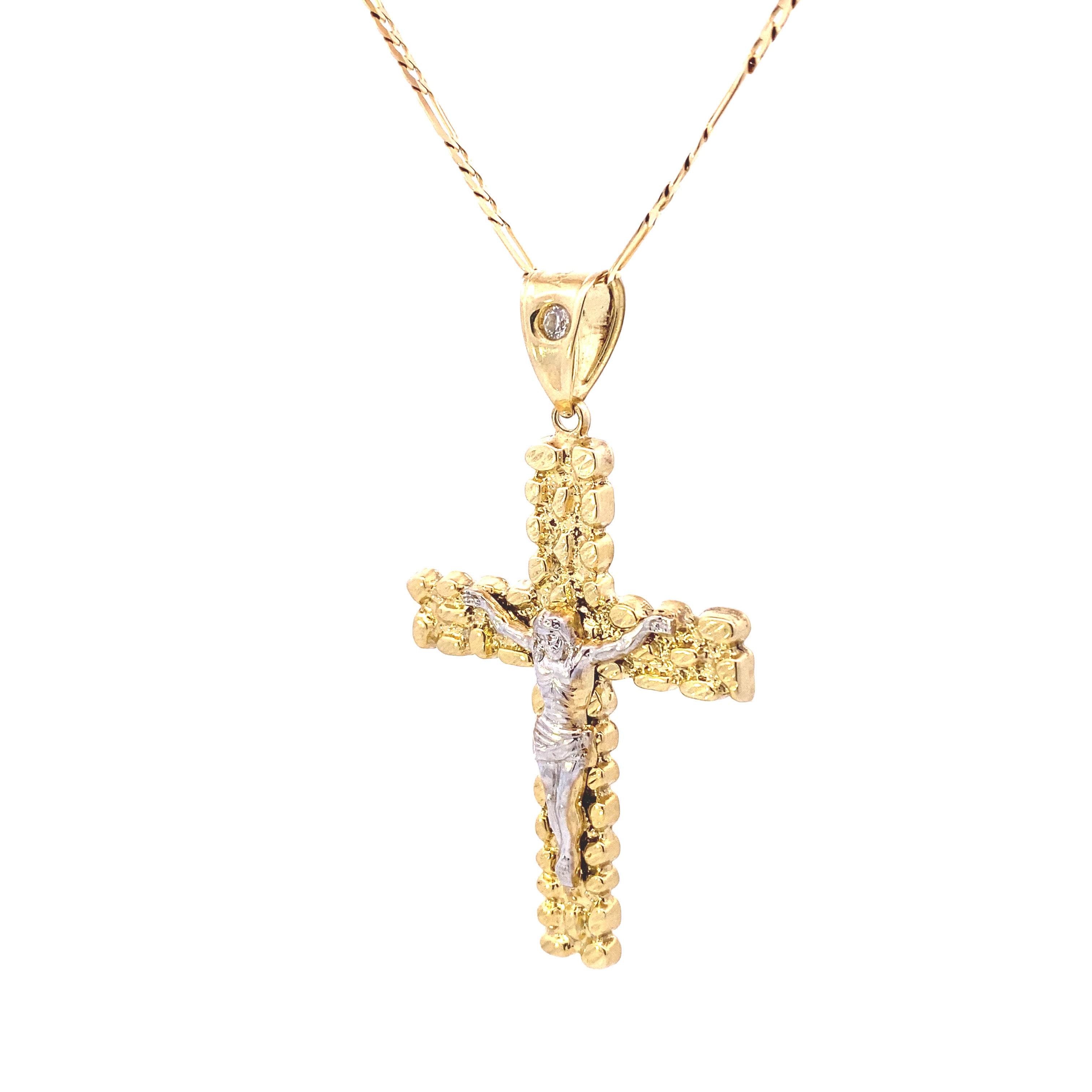 Rocky Jesus Cross Pendant 10K Gold
