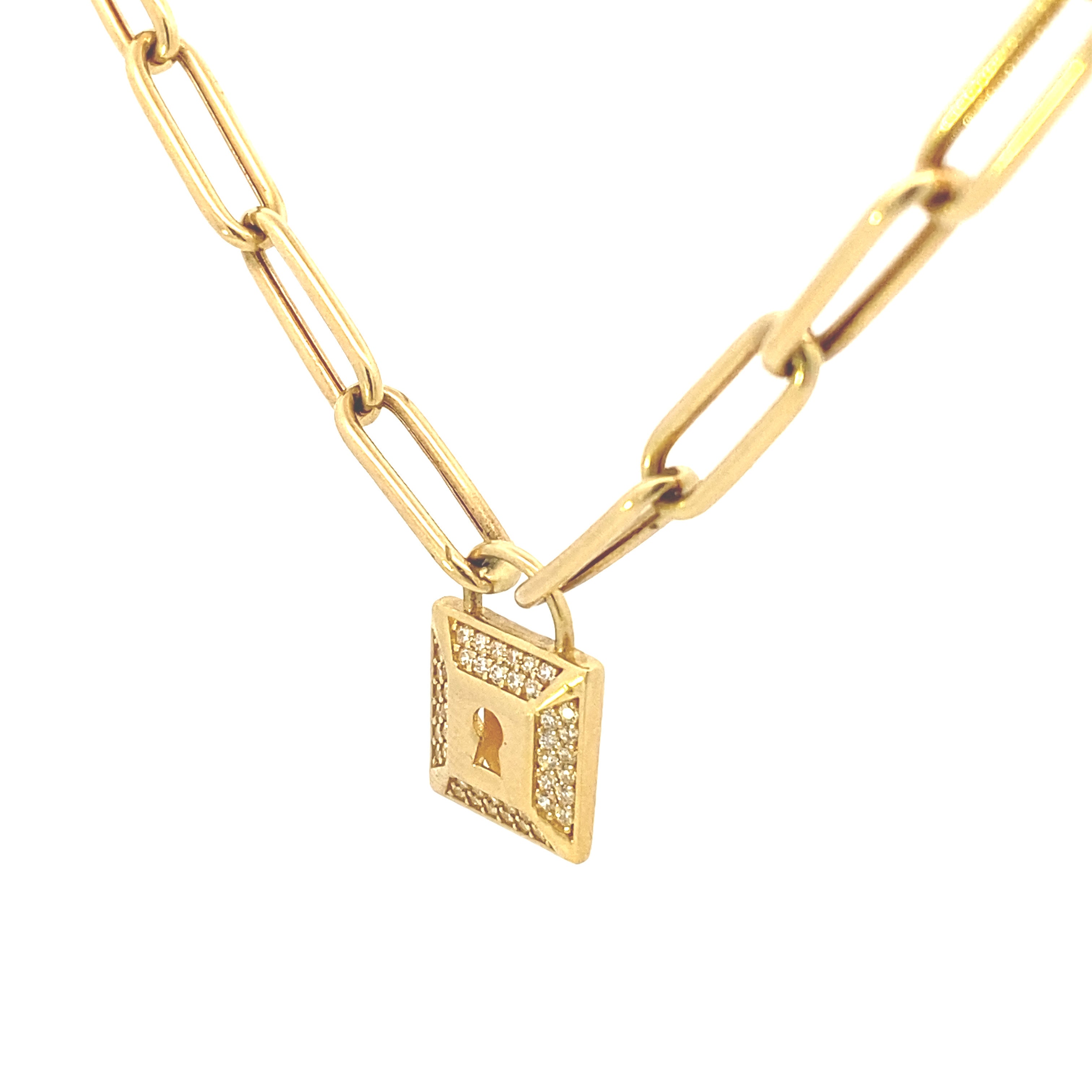 Paperclip Lock Necklace 18K Gold