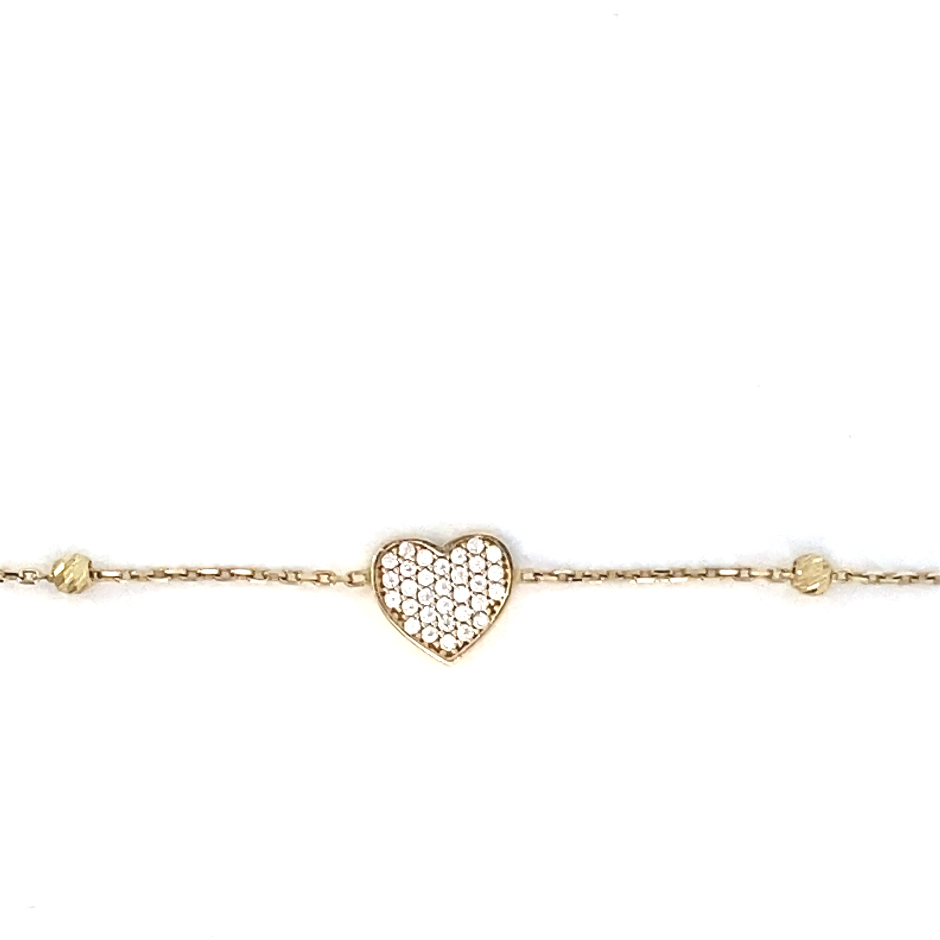 Bracelet Perles Coeur Or 10K