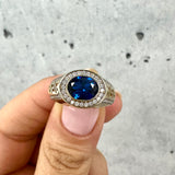 Blue Oval Sapphire Ring 10K Gold