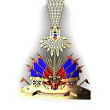 Haiti Flag Gold Pendant Diamonds