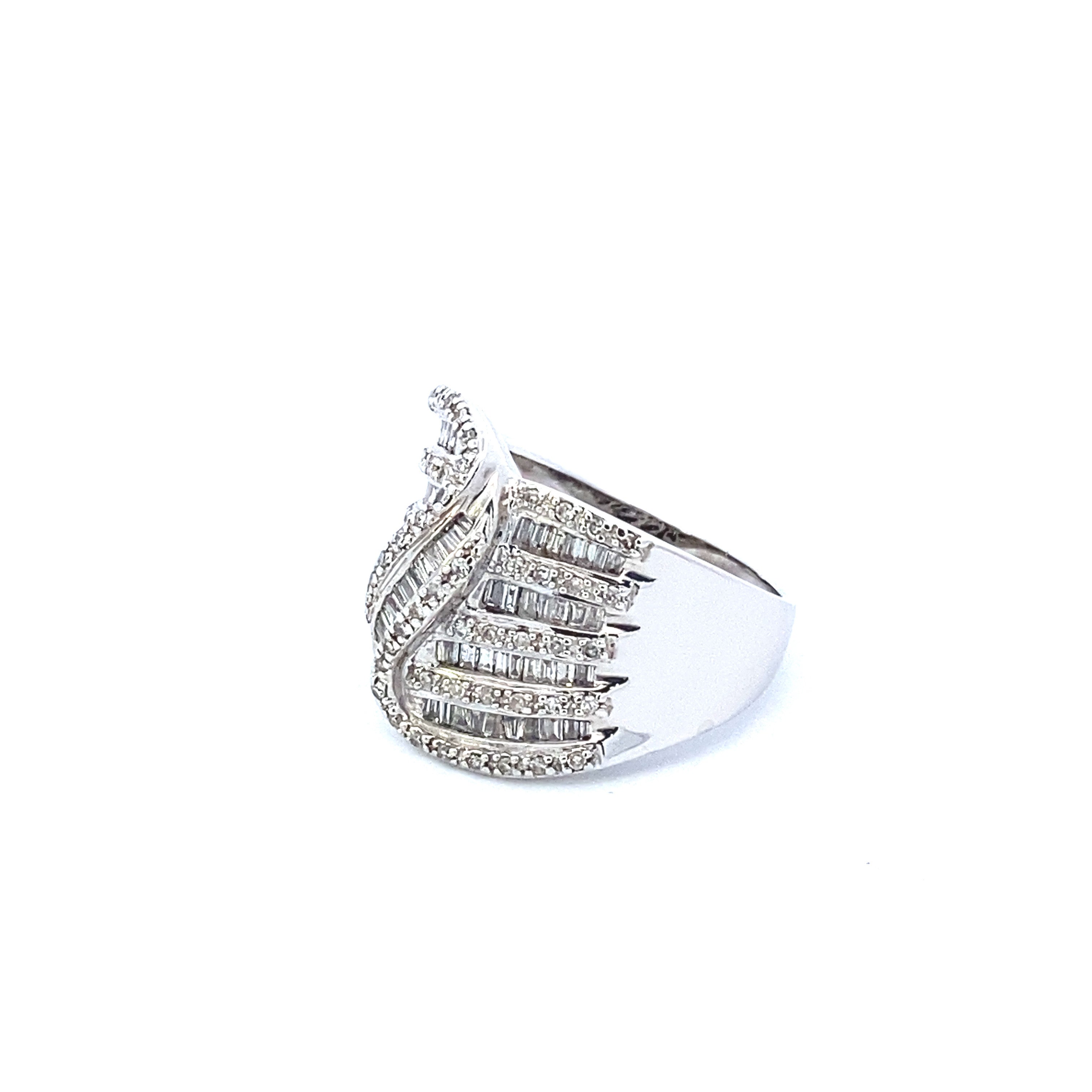 Multi Row Ring with 2 Carat Diamonds in 14kt White Gold