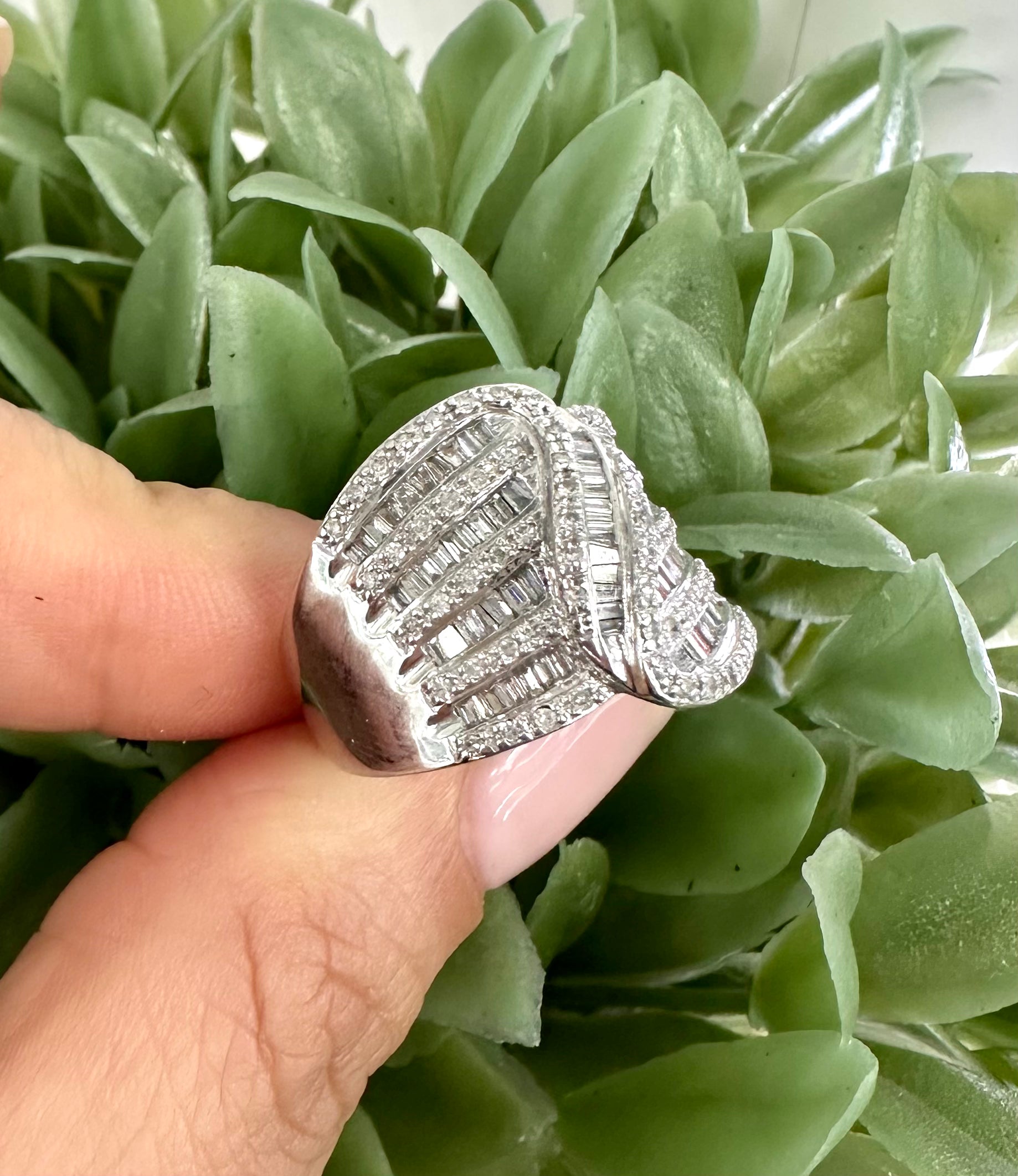 Multi Row Ring with 2 Carat Diamonds in 14kt White Gold