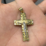 Nugget Cross Jesus Pendant 10K Gold