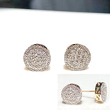 Halo Round Diamond Stud Screw Back Earring 10K Gold 1ct