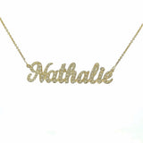 Pave Diamond Name Necklace Solid Gold