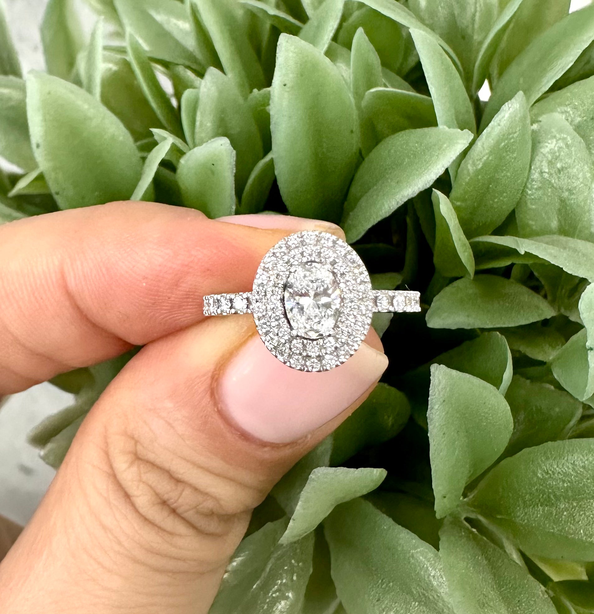 Double Halo Oval Shape Diamond Engagement Ring