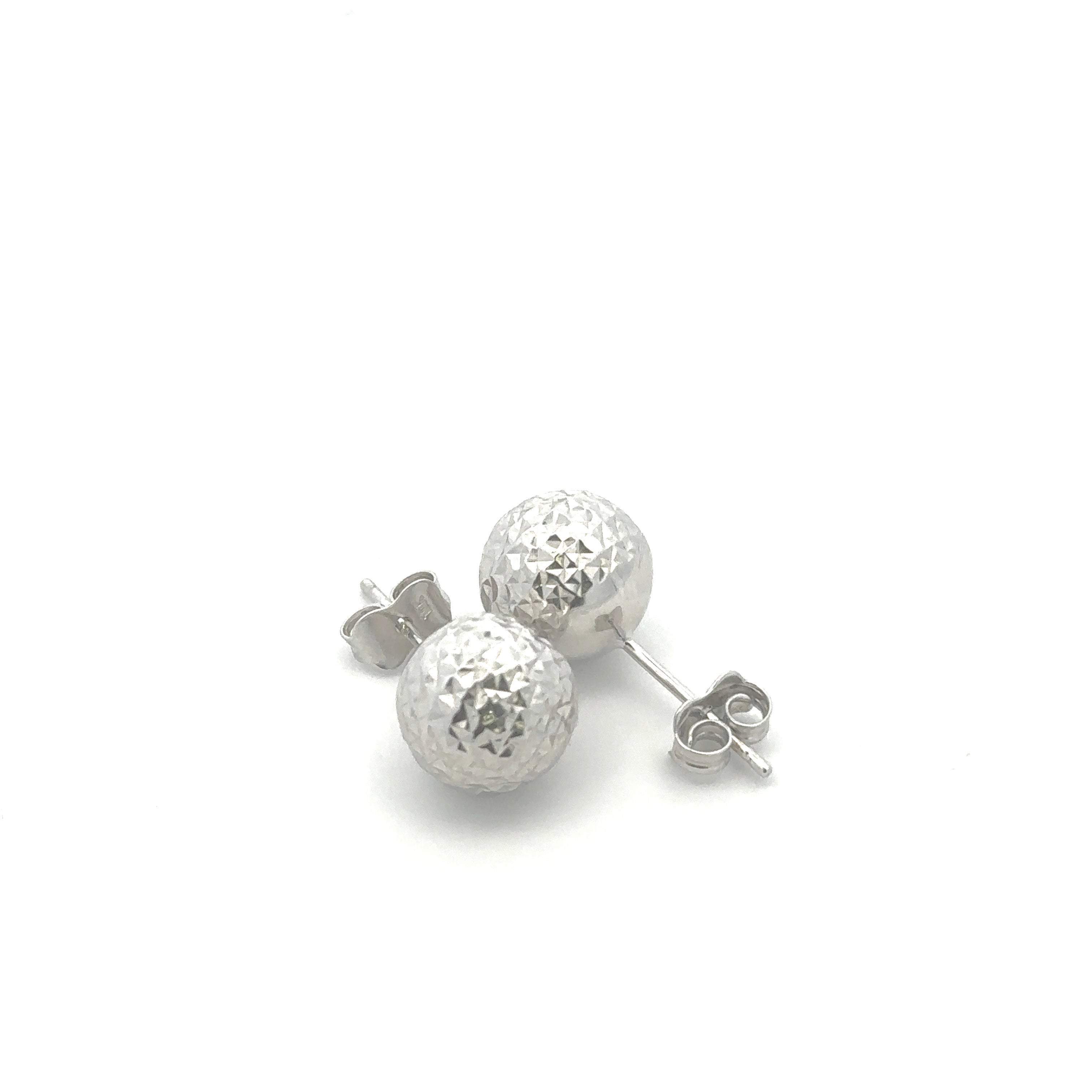 10MM Ball Earrings In 10k White Gold