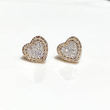 Heart Diamond Stud Screw Back Earring 10K Gold 0.40ct