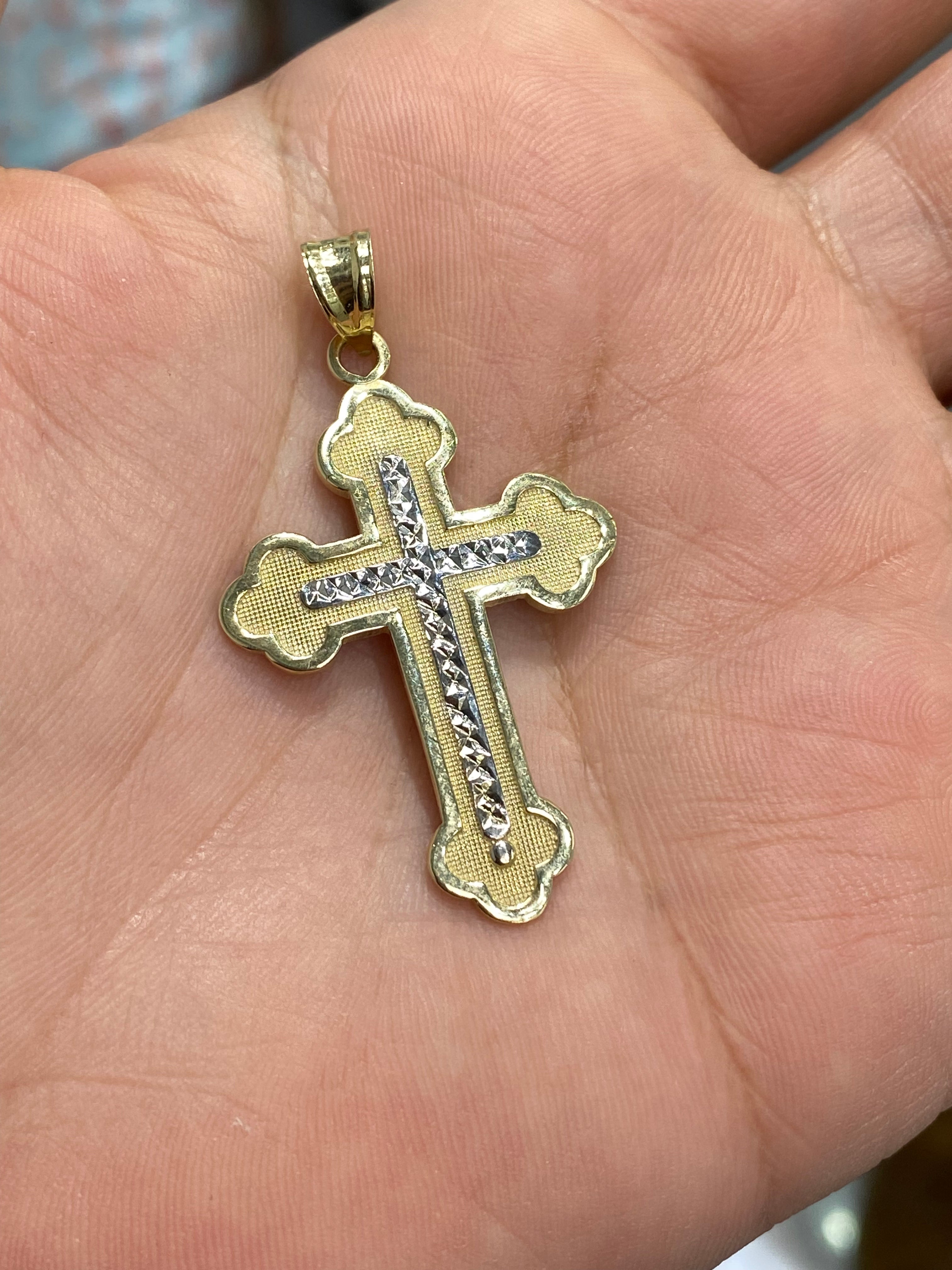 Diamond Cut Orthodox Cross Pendant 10K Gold