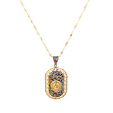 Multi Color Medusa Necklace 10K Gold