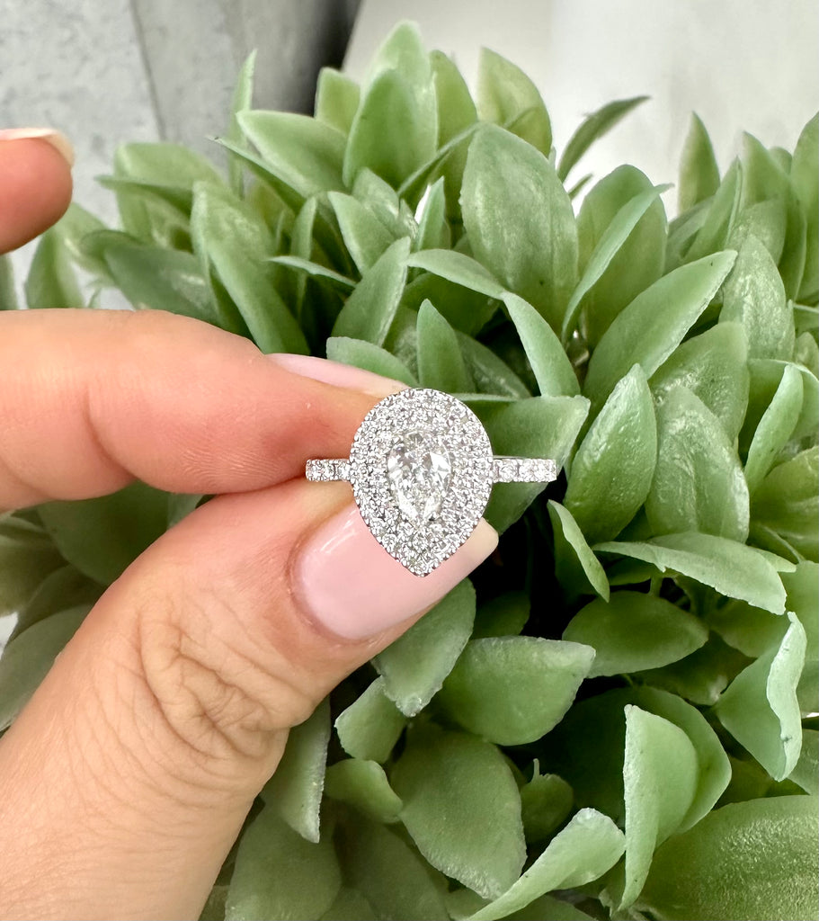 Halo Pear Shape Diamond Engagement Ring