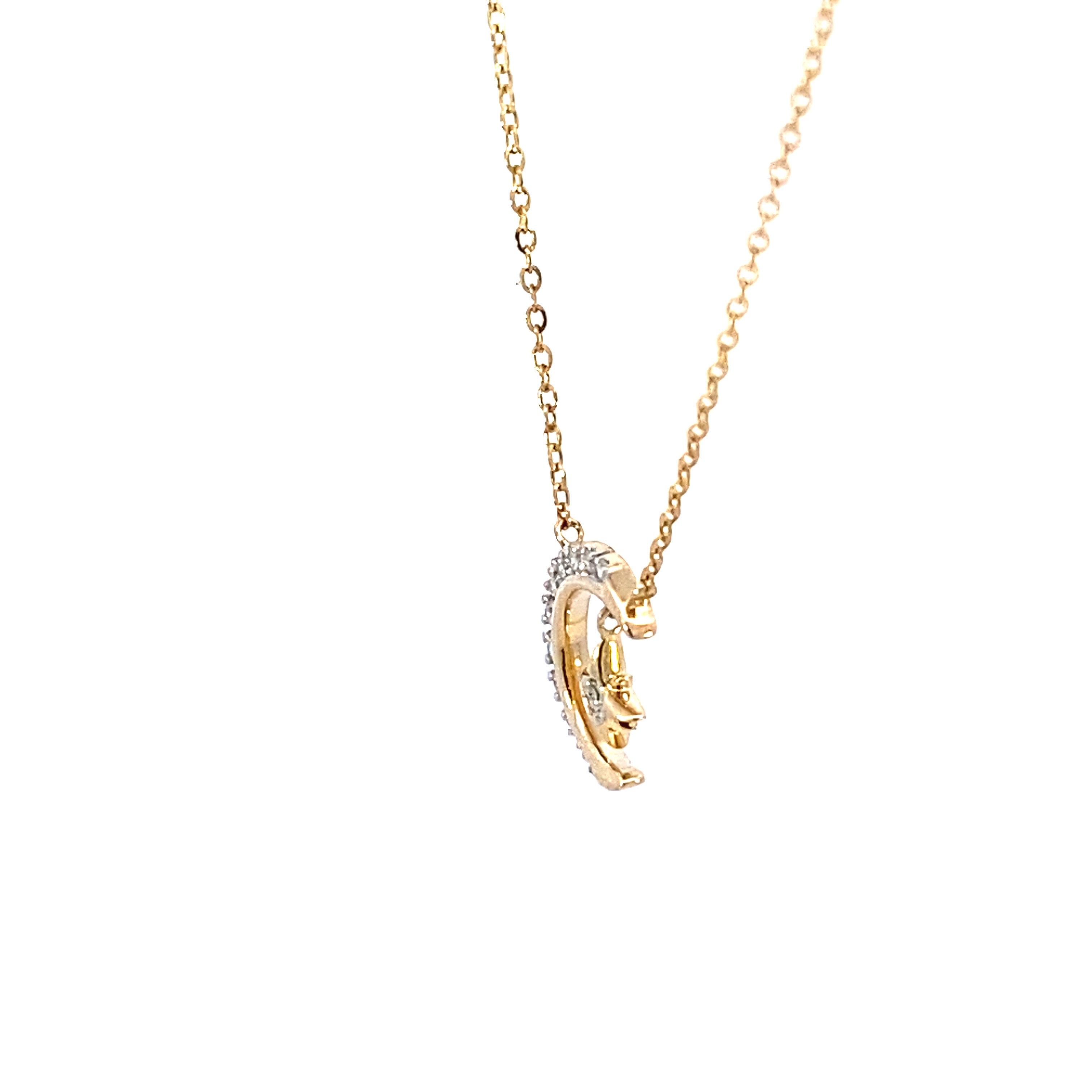 Moon Star Diamond Necklace 14K Gold