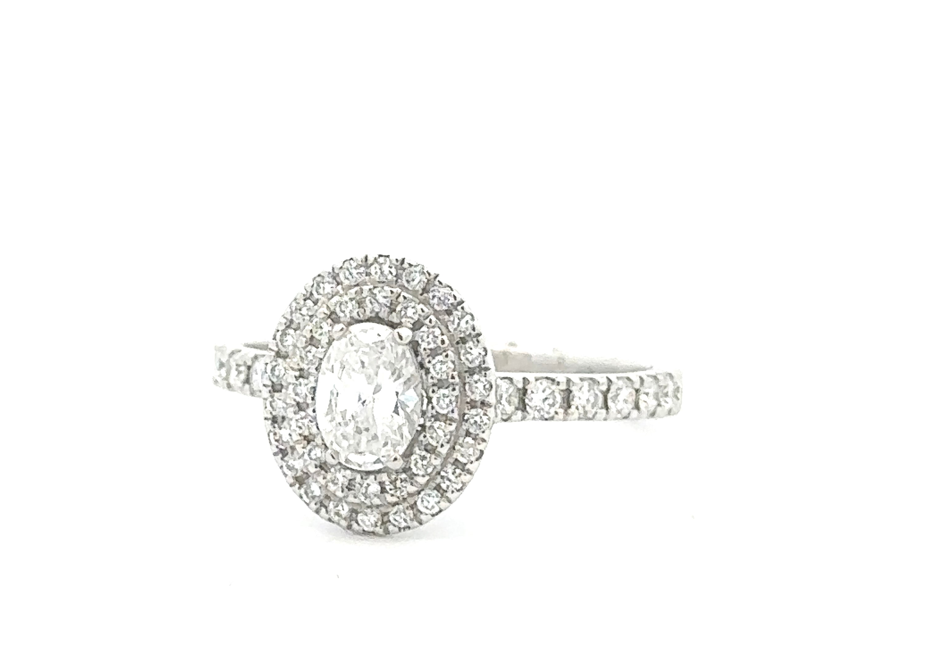 Double Halo Oval Shape Diamond Engagement Ring
