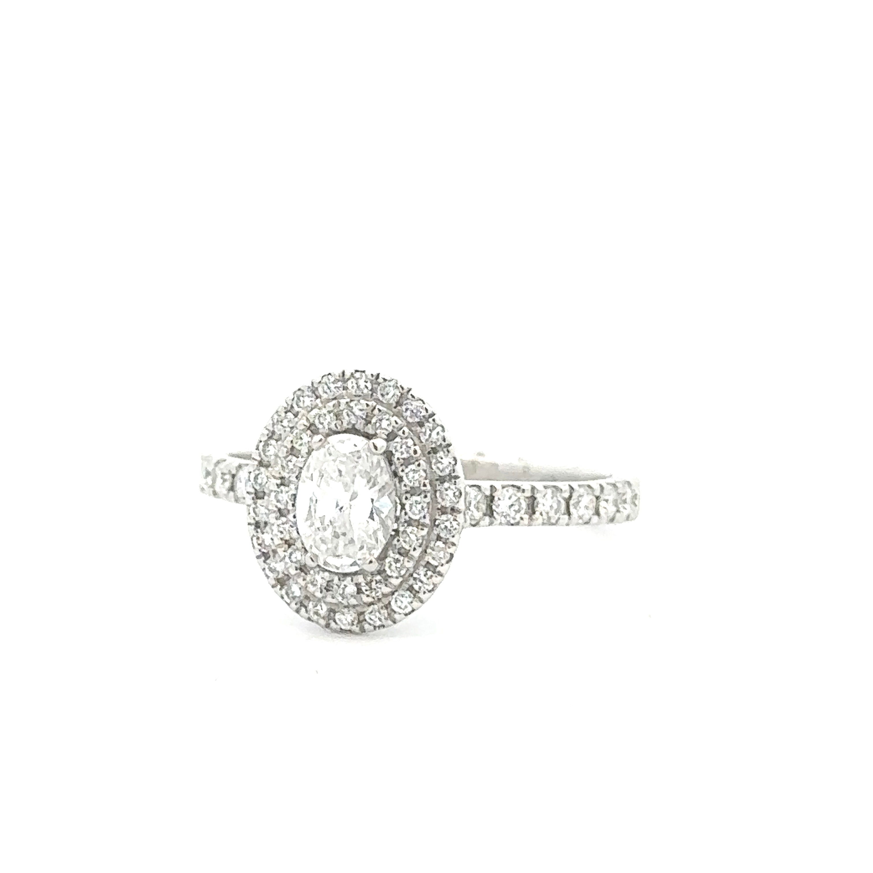 Double Halo Oval Shape Diamond Engagement Ring
