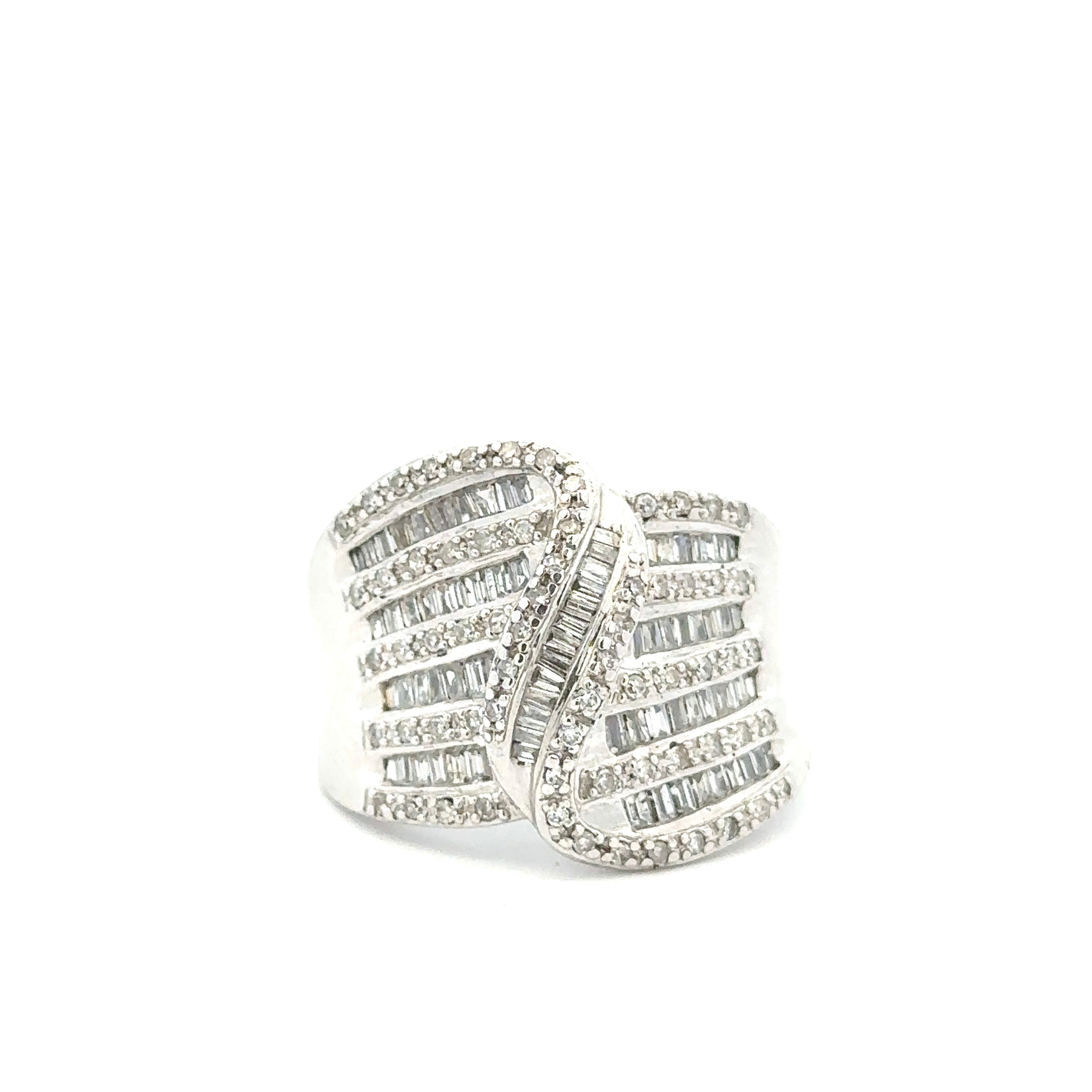 Multi Row Ring with 2 Carat Diamonds in 14kt White Gold