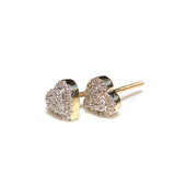 Small Heart Diamond Stud Screw Back Earring 10K Gold 0.19ct