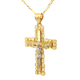 Nugget Cross Jesus Pendant 10K Gold