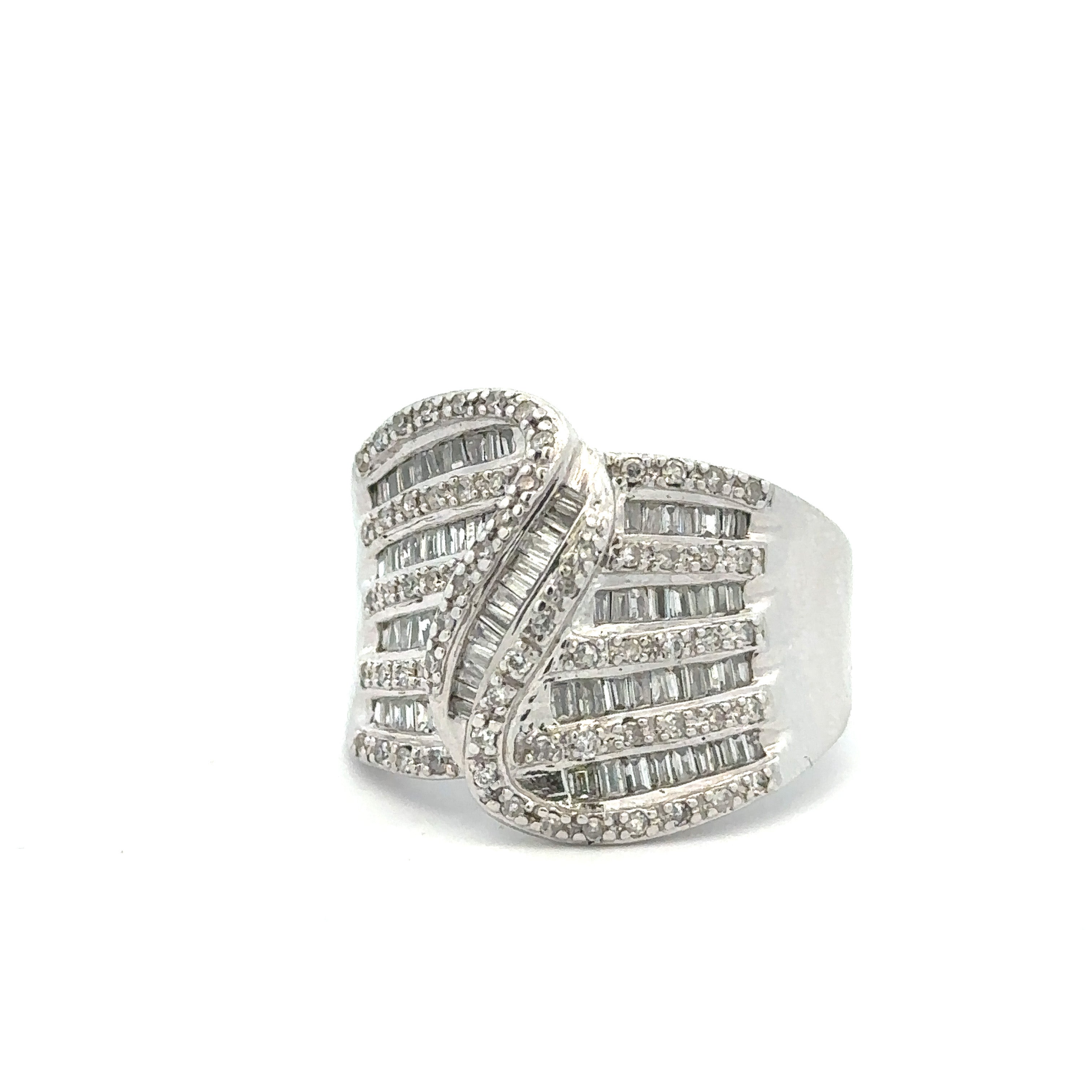 Multi Row Ring with 2 Carat Diamonds in 14kt White Gold