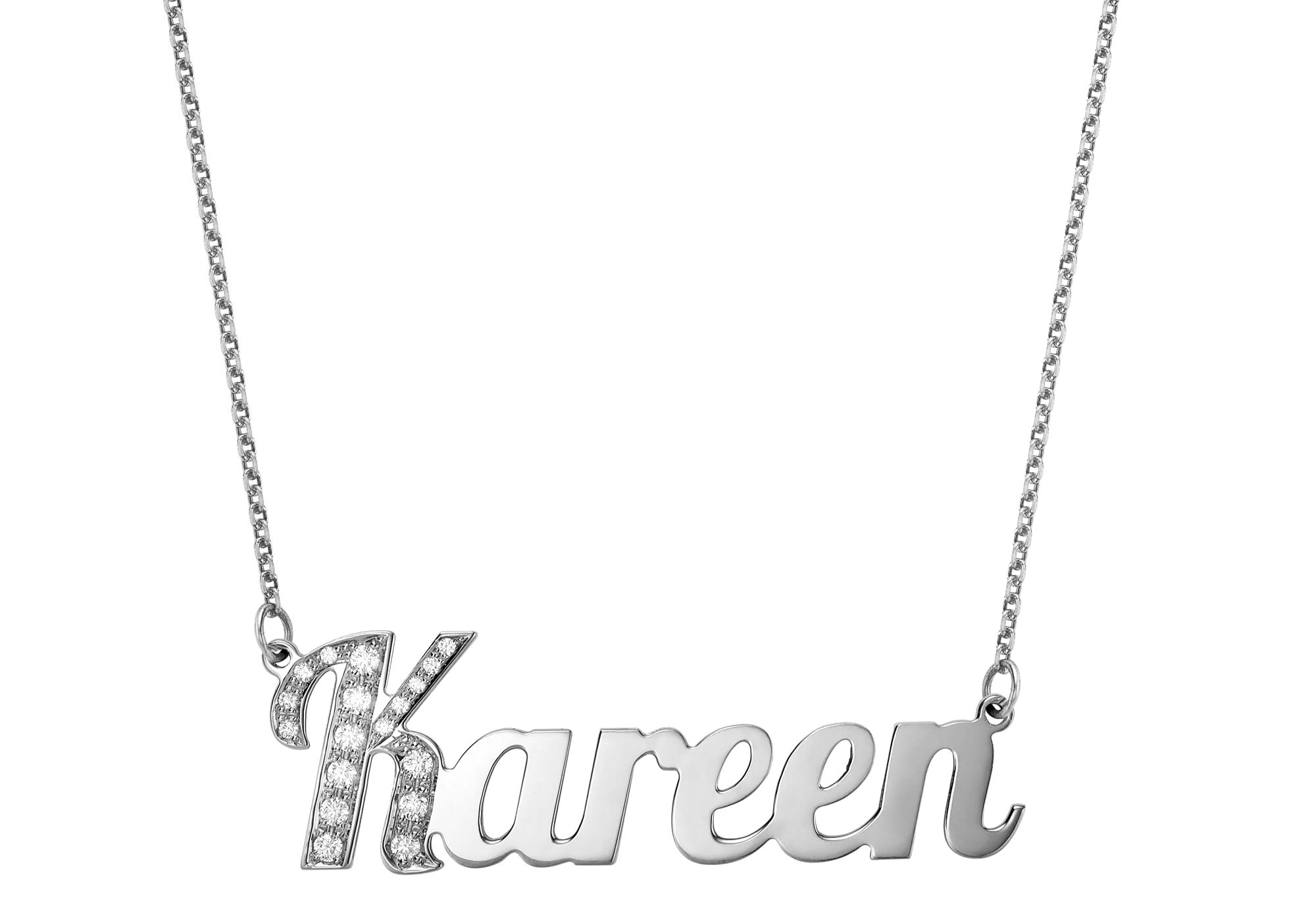 Stylish Diamond Name Necklace Solid Gold