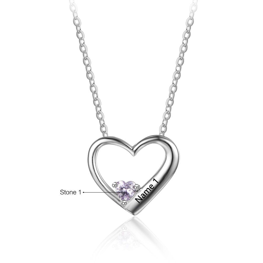 One Birthstone Heart Necklace 1 Stone