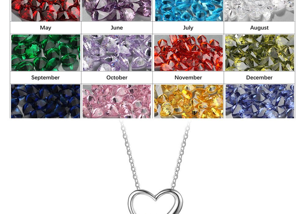 One Birthstone Heart Necklace 1 Stone