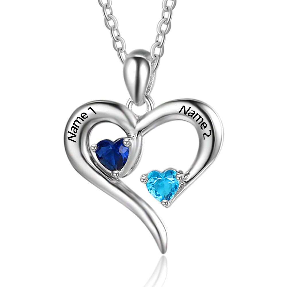 Heart Name Necklace 2 Stones