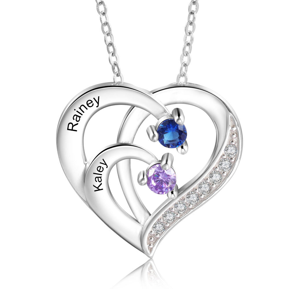 Birthstone Heart Necklace 2 to 4 Stones