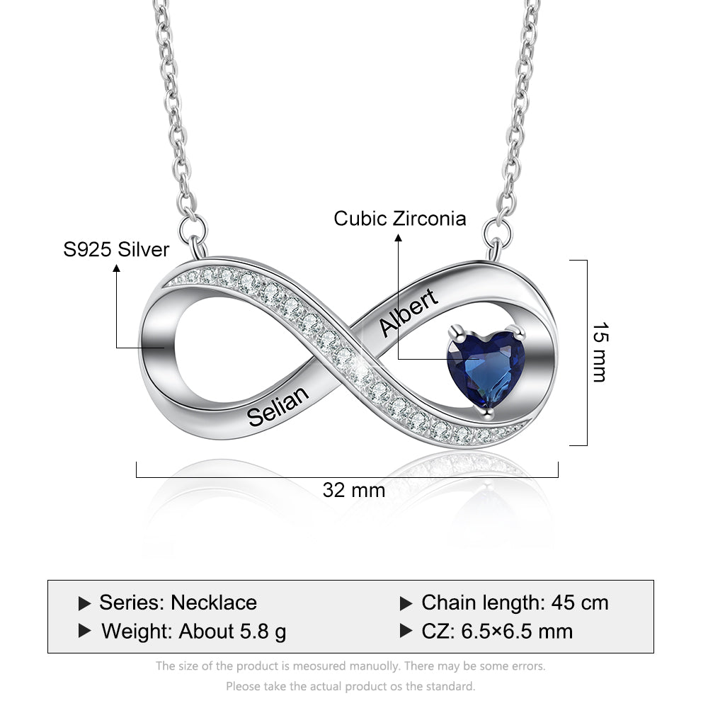 Silver Infinity Necklace 1 stone