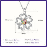 Heart Shape Flower Pendant Necklace 5 to 6 Stones