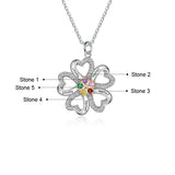Heart Shape Flower Pendant Necklace 5 to 6 Stones