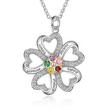 Heart Shape Flower Pendant Necklace 5 to 6 Stones