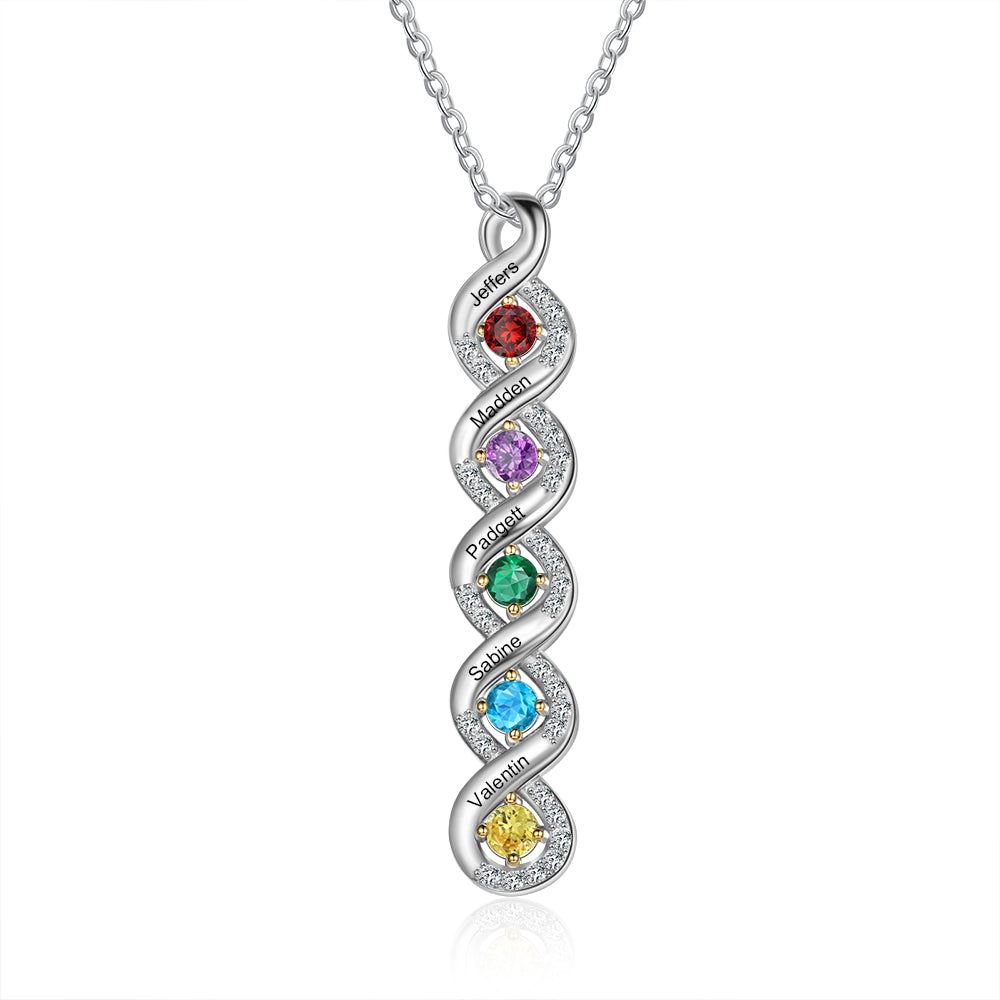 Bar Birthstone Necklace 1 to 5 Stones