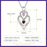 Silver Heart Shape Necklace 2 Stones
