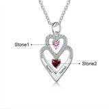 Silver Heart Shape Necklace 2 Stones