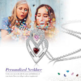 Silver Heart Shape Necklace 2 Stones
