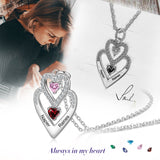 Silver Heart Shape Necklace 2 Stones